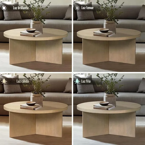 Vista 9 de Martha Stewart Sadie - Mesa de centro redonda – Parte superior de chapa Starburst, acabado de madera gris recuperada, acento moderno para sala