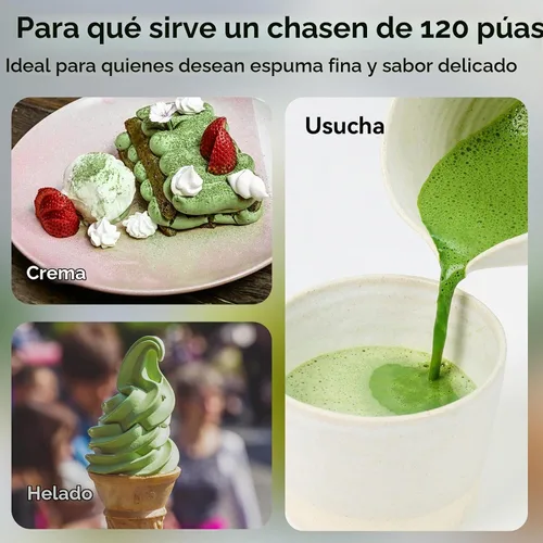 Vista 6 de Batidor de bambú matcha de 80/100/120 puntas, agitador tradicional japonés Chasen Matcha - Auténtico batidor de bambú japonés para té matcha