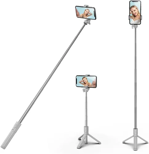 Vista 11 de Trípode selfie stick con luz de relleno, 40 pulgadas extensible y portátil estable trípode para selfie stick con control remoto inalámbrico Negro