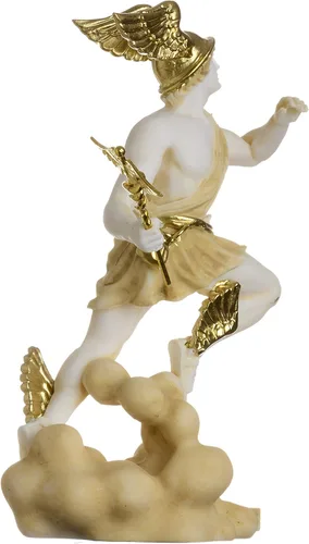 Vista 7 de BEAUTIFUL GREEK STATUES Hermes Mercurio Dios Zeus Son Estatua Romana Alabastro Tono Dorado 6.69