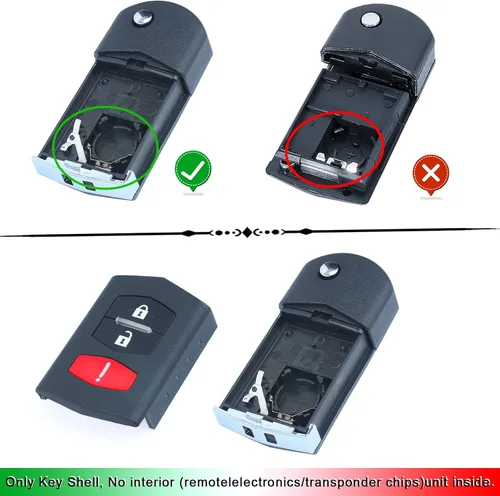 Vista 2 de Beefunny Reemplazo plegable Flip Shell Remote Key Case Fob 3 Botón para Mazda 3 5 6 RX8 CX5 CX7 CX9 (1)
