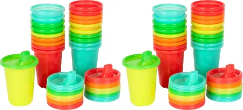 Vista 9 de The First Years Take & Toss - Vasos para sorber a prueba de derrames, paquete de fiesta arcoíris, vasos reutilizables para niños pequeños, tazas