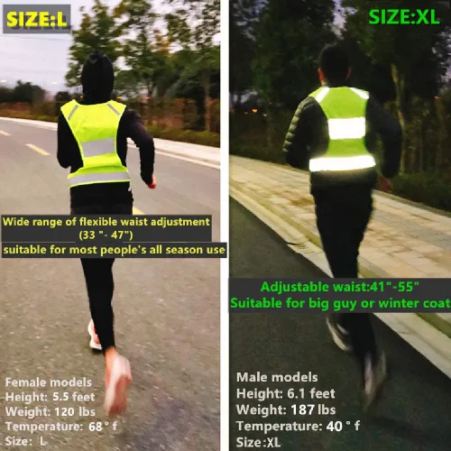 Vista 8 de Chaleco reflectante de seguridad para correr con bolsillo para correr, andar en bicicleta