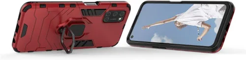 Vista 2 de Compatible con funda Oppo A52, soporte de anillo de metal a prueba de golpes (funciona con soporte magnético para automóvil), cubierta resistente