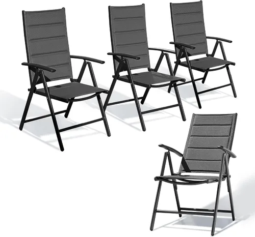 Vista 12 de PURPLE LEAF Juego de 2 sillas plegables para patio al aire libre, sillas de camping reclinables al aire libre con asiento acolchado de algodón