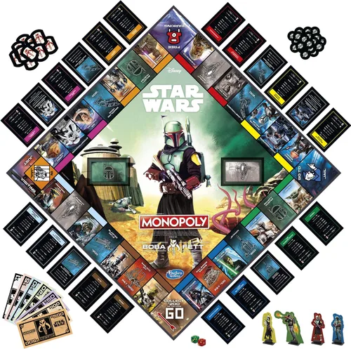 Vista 3 de Hasbro Gaming Monopoly: Star Wars Boba Fett Edition - Juego de mesa para niños a partir de 8 años, inspirado en las películas de Star Wars
