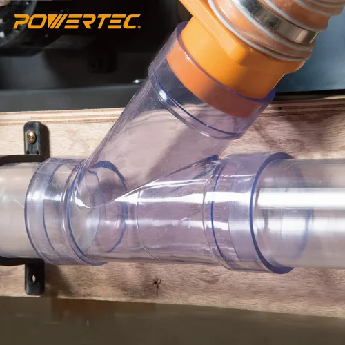 Vista 7 de POWERTEC 70304 Red de accesorios para recolección de polvo de 2-1/2" con reductor, puertas de chorro, tuberías, conector de codo de 90 grados