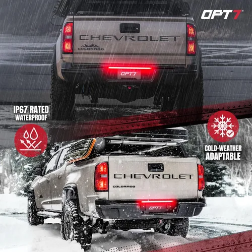 Vista 4 de OPT7 Flexible Tira de Luz LED de 48 Pulgadas para Freno, sin Señal de Giro, Luz de Tercer Freno Impermeable DRL Roja 12V para Camioneta, Furgoneta