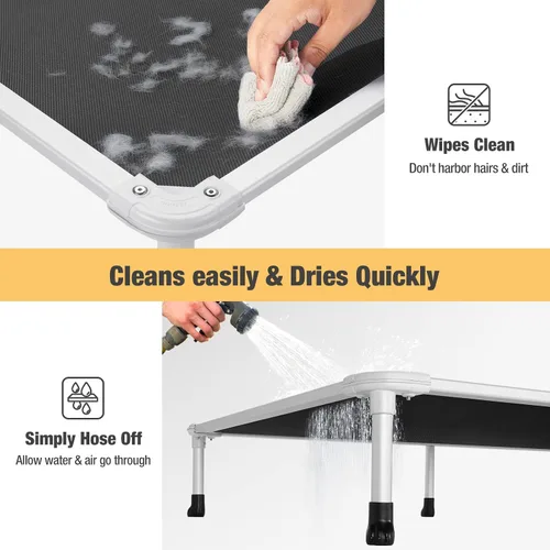 Vista 73 de Veehoo Cama elevada para perros a prueba de mordidas - Cuna elevada refrescante para mascotas - Marco de aluminio plateado y tela de malla