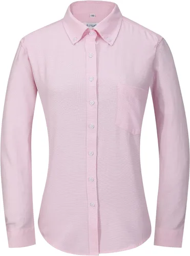 Vista 22 de Camisa con botones para mujer de manga larga Oxford camisa de algodón de corte clásico, blusa de trabajo resistente a las arrugas