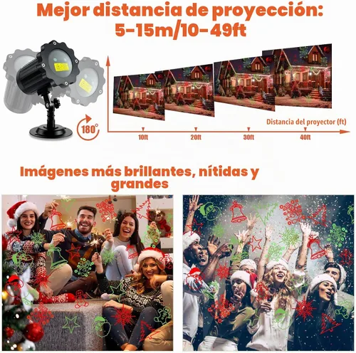 Vista 3 de Proyector de luces de Navidad más brillantes para exteriores, proyector de Navidad láser impermeable con control remoto, decoraciones de foco