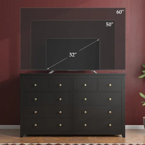Vista 7 de DurayLoly Cómoda de 10 cajones para dormitorio, cómodas modernas negras para ropa, suministros de oficina, ideal como soporte de TV, recibidor