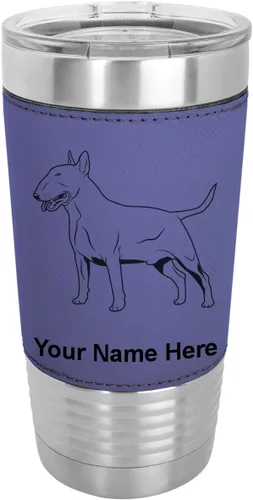 Vista 19 de LaserGram Vaso aislado al vacío de 20 onzas, perro Bull Terrier, grabado personalizado incluido (piel sintética, estilo béisbol)