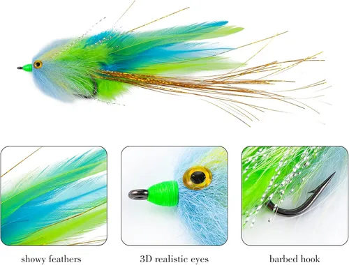 Vista 2 de Goture - Pesca con mosca, trucha, moscas de pesca con mosca, señuelo de pesca con mosca, serpentina, camarones minnow para pesca con mosca