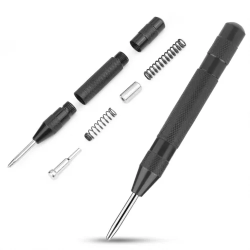 Vista 4 de Punzón automático de agujero central, rompeventanas con carga central, perforador central de impacto, herramienta de raspador para plástico, vidrio