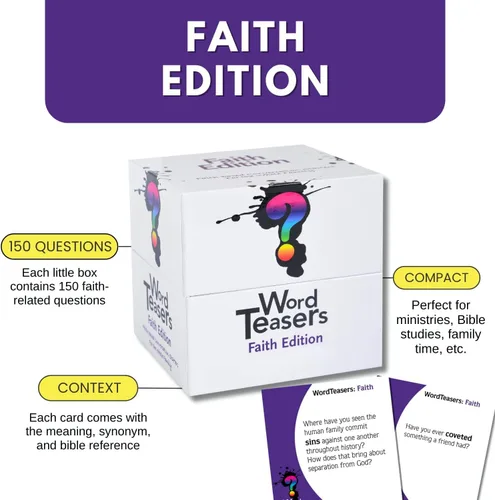 Vista 3 de ? WORD TEASERS Iniciadores de conversación basados en la fe - Juego de trivia bíblica que provocan el pensamiento para familias, juegos de la Biblia