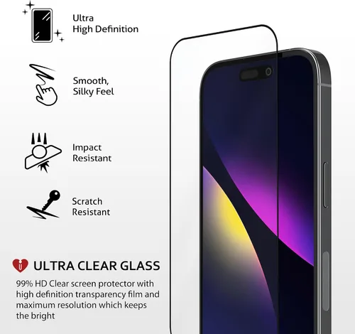 Vista 2 de iCarez Protector de pantalla de vidrio templado para iPhone 15 Pro Max de 6.7 pulgadas 2023 (paquete de 2) compatible con fundas, cobertura