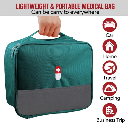 Vista 3 de Bolsa de primeros auxilios, bolsa organizadora vacía de suministros médicos, kit portátil de trauma para el hogar, oficina, cocina, viajes