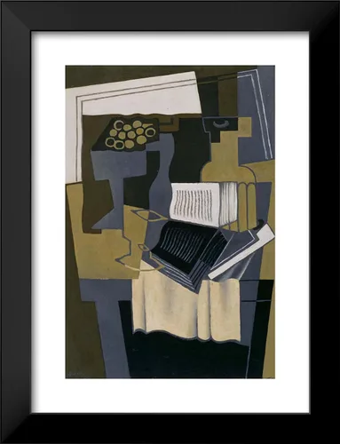 Vista 2 de ArtDirect Gris, Juan 19x24 Black Modern Framed Art Print Titled: Grapes Glass and Book