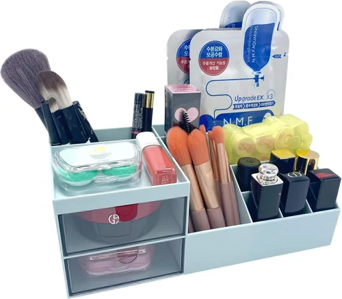 Vista 4 de Organizador de maquillaje de tocador Marknor, organizador/caja de almacenamiento de cosméticos, almacenamiento de escritorio mini para suministros