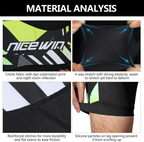 Vista 3 de NICEWIN - Pantalones cortos de ciclismo para hombre con acolchado 3D y secado rápido