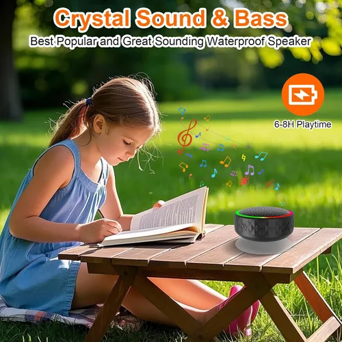 Vista 7 de Altavoz de ducha Bluetooth, altavoz inalámbrico portátil, ventosa, altavoz Bluetooth con luces RGB, sonido HD de 360°, compatible con tarjeta TF