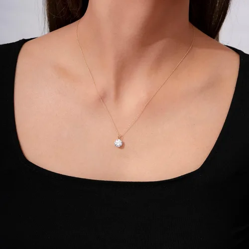 Vista 5 de Tienda Collection 14K Gold Infinite Elements Cubic Zirconia Pendant with Chain