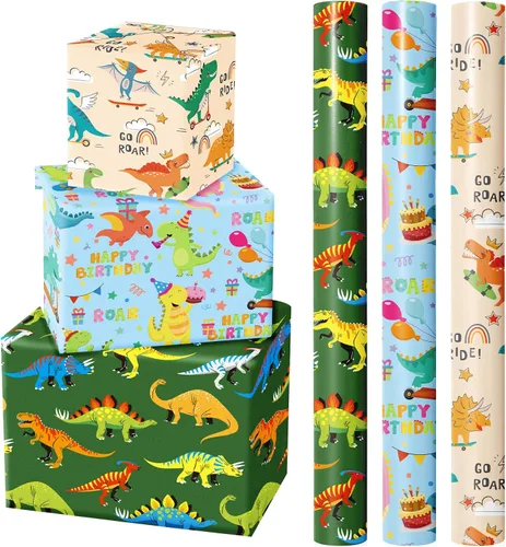 Vista 9 de WRAPAHOLIC Papel de regalo de oso para baby shower, mini rollo, 3 rollos, 17 x 120 pulgadas, diseño de oso de aventura en avión y fiesta para baby