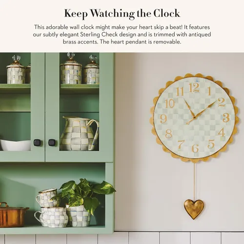 Vista 2 de MACKENZIE-CHILDS Sterling Check - Reloj de pared con colgante de corazón