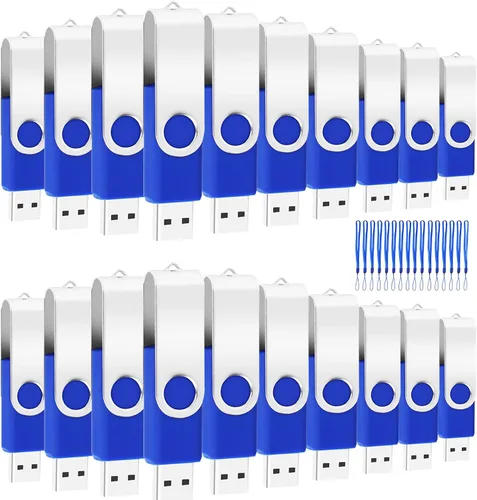 Vista 15 de Paquete de 50 unidades flash USB 2.0 de 128 MB, unidades flash USB 2.0 a granel para almacenamiento (azul) Unidades de pulgar de 128 GB a granel