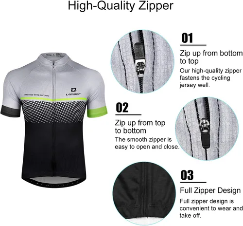 Vista 4 de Camiseta de ciclismo para hombre, ajustada, transpirable, de secado rápido, de alta elasticidad, camiseta de ciclismo
