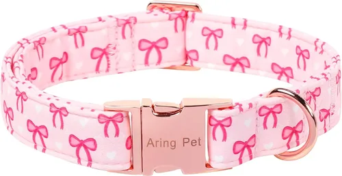 Vista 33 de Aring Pet Collar de algodón, ligero y ajustable, con hebilla de liberación rápida, para perros pequeños, medianos y grandes, para cachorros, S, Hoja