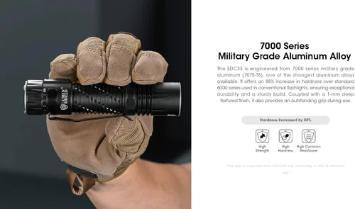Vista 6 de EdisonBright Nitecore EDC33 4000 lúmenes LED USB-C recargable potente linterna táctica, batería, adaptador de carga de cordón de paracaídas