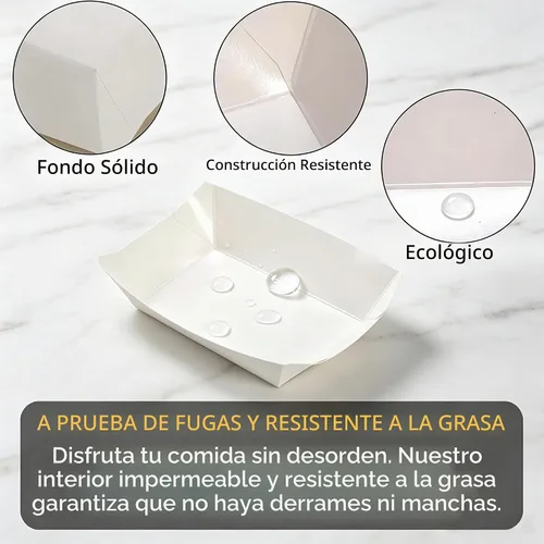 Vista 5 de DEAYOU Paquete de 250 botes pequeños de papel para alimentos, bandeja de alimentos de papel blanco de 1 libra, cesta de cartón desechable para papas