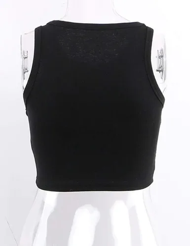 Vista 6 de Meladyan Camiseta sin mangas básica de cuello redondo para mujer, de punto acanalado, sin mangas, con espalda cruzada