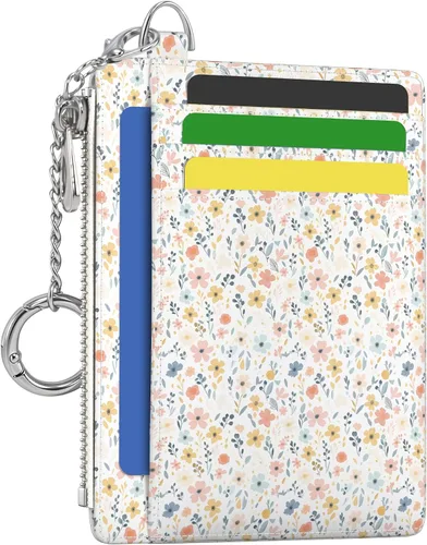 Vista 46 de Hancynir Cartera delgada para mujer con soporte para tarjetas de crédito RFID, pequeña mini funda para tarjetas con bolsillo frontal de PU, cartera