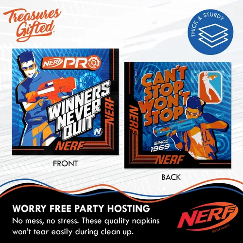 Vista 6 de Treasures Gifted Suministros para fiestas Nerf con licencia oficial – Sirve a 16 invitados – Juego clásico de vajilla – Decoraciones de fiesta