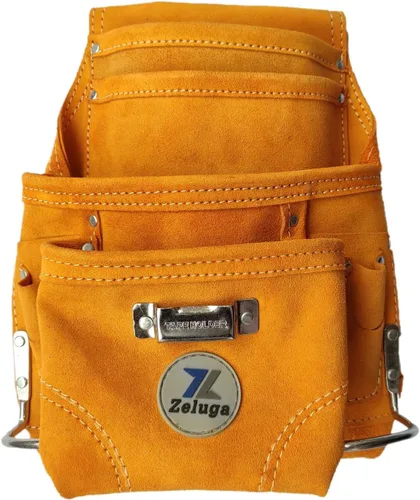 Vista 5 de Zeluga 20-114 10 Pocket Rigger Bolsa de herramientas de cuero de gamuza resistente, marrón