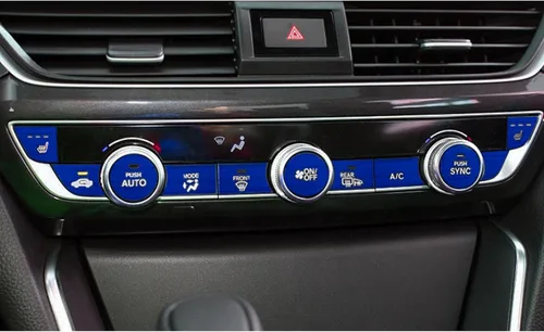 Vista 9 de x xotic tech 11 piezas de cubierta de parche para interruptor de botón de CA de consola central, aleación de aluminio azul, compatible con Honda