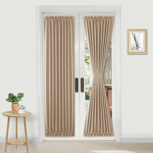 Vista 182 de DWCN Cortinas para Puertas Francesas – Cortinas opacas térmicas con bolsillo para barra para puertas con ventana de cristal, puertas de cocina