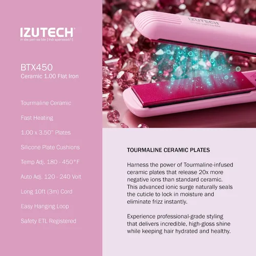 Vista 3 de IZUTECH BTX450 One Inch Styler Algodón Rosa