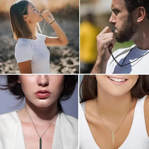 Vista 6 de Collar Breathlace para dejar de fumar, collar de respiración consciente de acero inoxidable, collar de respiración para ansiedad