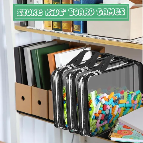 Vista 4 de Sanwuta Paquete de 3 bolsas de almacenamiento de juguetes con cremallera, de PVC transparente, impermeables, organizadoras, bolsas de juguetes