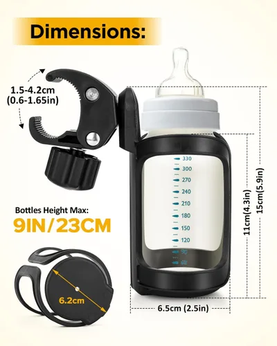 Vista 2 de BUNDLEPRO Portavasos para cochecito, portavasos universal para bicicleta
