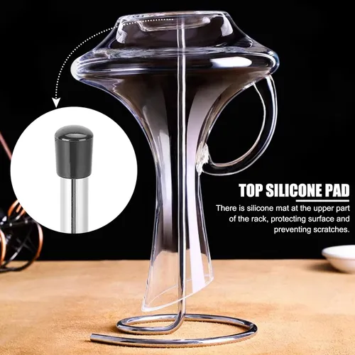 Vista 3 de Soporte para decantador seco, soporte para decantador de acero inoxidable, accesorios de soporte para decantador de vino tinto al revés