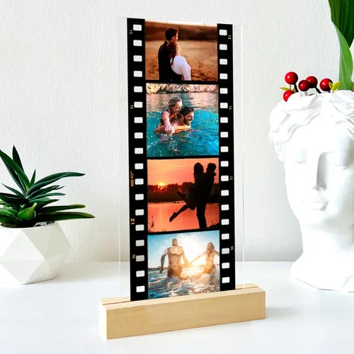Vista 3 de Fotos de película de memoria personalizadas, decoración acrílica, marco de fotos personalizado en rollo de cámara, álbum de fotos significativo