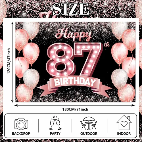 Vista 391 de Cartel de feliz cumpleaños décimo oro rosa, telón de fondo, saludos a 10 años, globos de confeti, decoración temática para niñas de 10 años