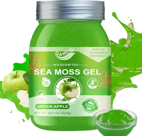 Vista 10 de Seamoss - Gel crudo con musgo marino irlandés, suplemento de musgo marino, apoyo inmunológico, 18.5 onzas de musgo marino avanzado (manzana canela)