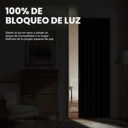 Vista 3 de AJAZZ Cortinas 100% Opacas para Puertas Corredizas de Entrada, Puertas de Acordeón para Entrada, Cortina Magnética para Puerta de Dormitorio Sala