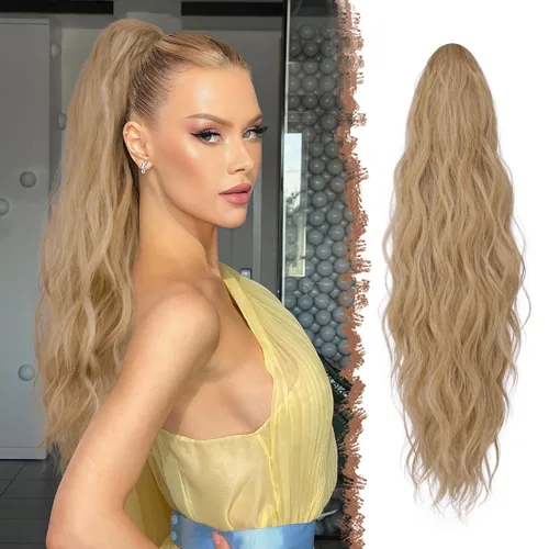 Vista 35 de FESHFEN Extensiones de Cola de Caballo, Pieza de Cabello de Cola de Caballo Larga con Pinza de Garra, Pieza de Cabello Sintético de Colas de Caballo